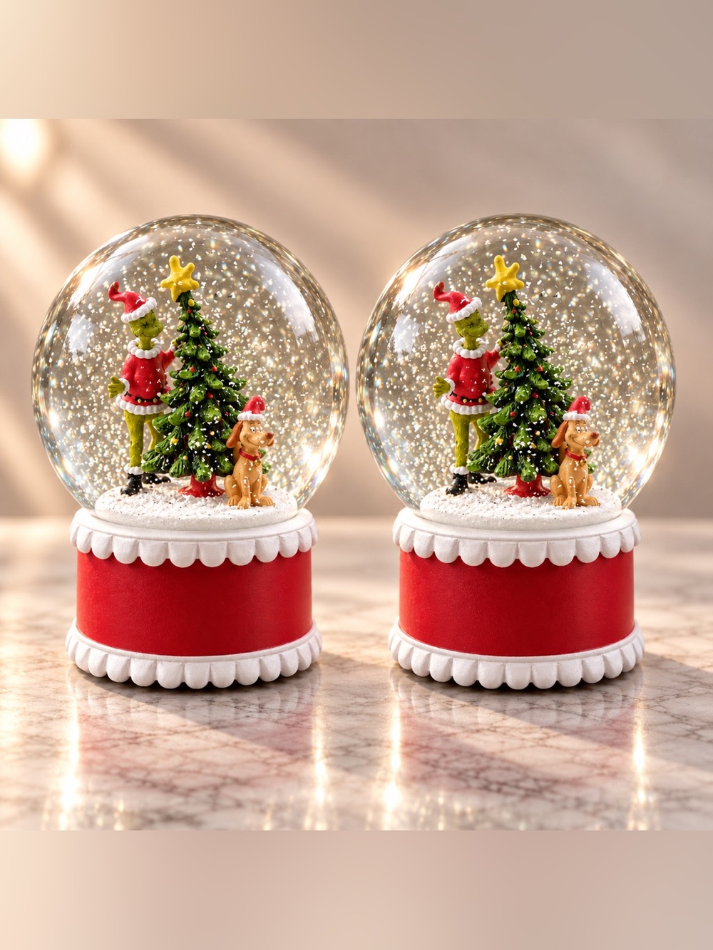 Dr. Seuss's The Grinch™ Light-Up Snow Globe set of 2